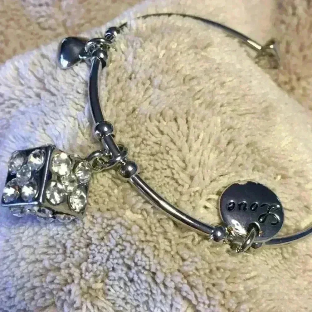 New** Crystal Studded Box Charm Cuff
